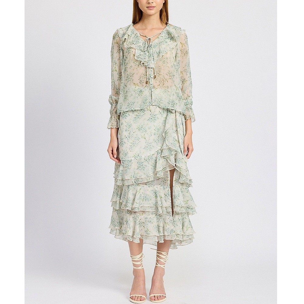 En Saison Marlene floral ruffle tiered Midi skirt - Picture 9 of 13